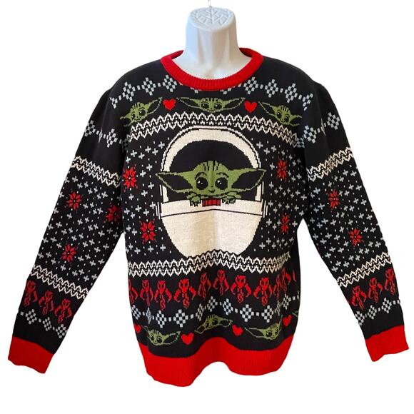 Star Wars Geeknet Mandalorian The Child Grogu Ugly Christmas Sweater Size L NWOT - Picture 1 of 5